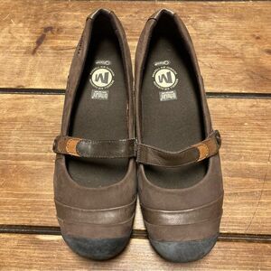 Merrell Eden Mary Jane MJ Strap Wedge Loafers Brown Size 7.5 Suede